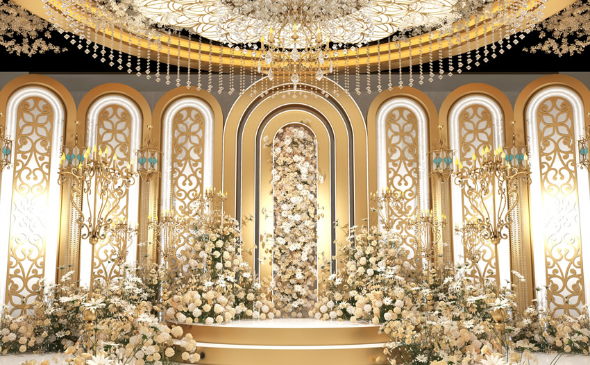 澄城香槟色调婚礼堂效果展示